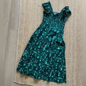 Hill House Ellie Nap Dress in Green Botanical - M